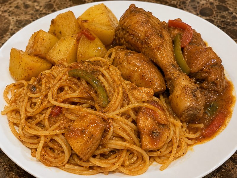 Spaghetti con pollo
